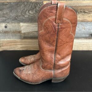 ACME Brown Leather Pull On Cowboy Boots Mens Size 9.5 EW Style 1604 USA Western
